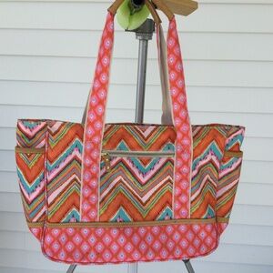 Dena Pink, Peach Chevron Travel or Tote Bag